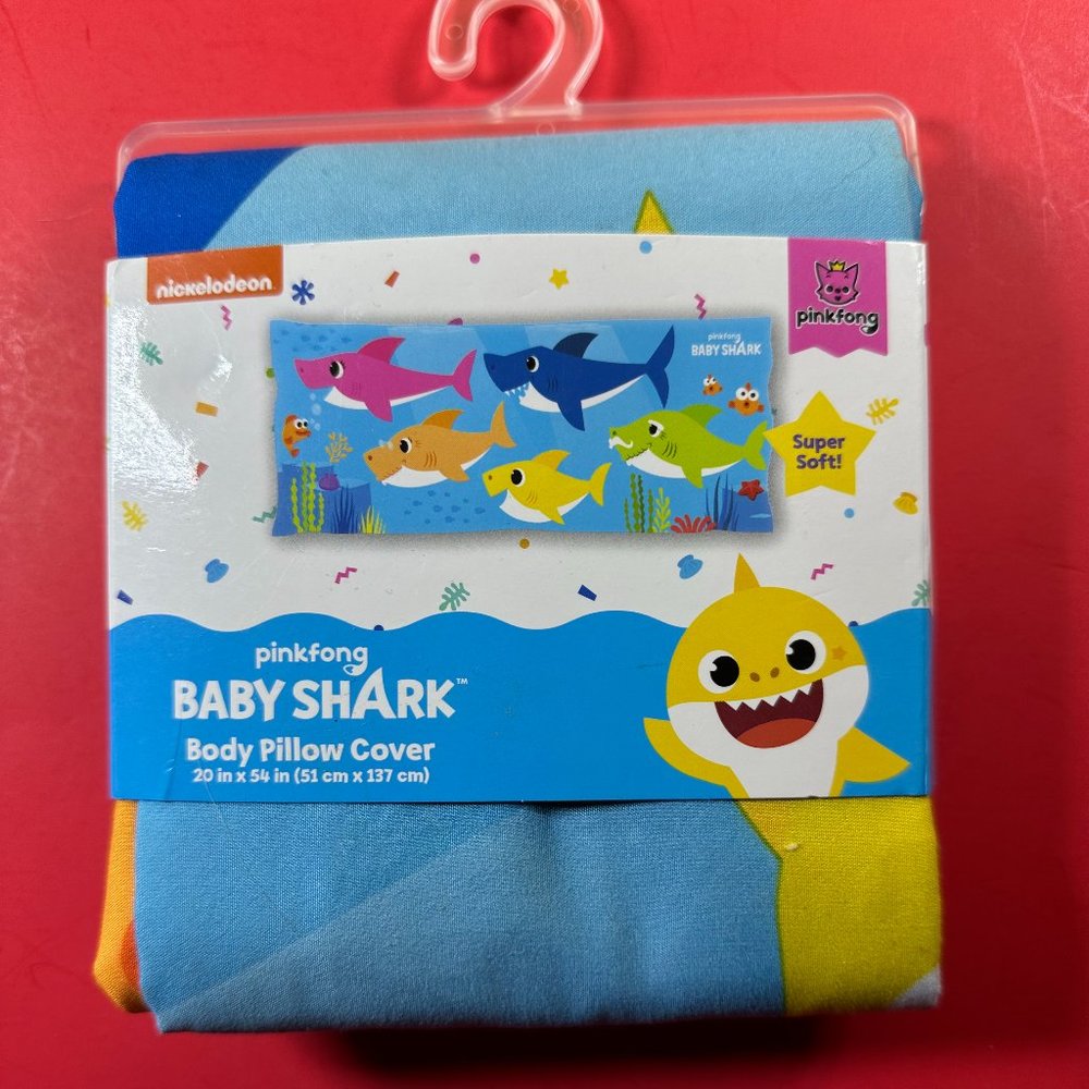 New Nickelodeon pinkfong Baby Shark Body Pillow Cover Case 20" x 54" - NWT 🦈❤